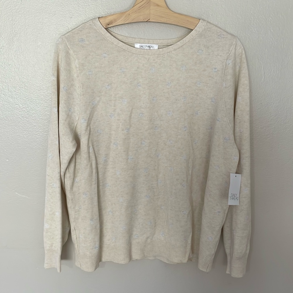 NWT Daily Thread Khaki / Grey polka Dot Sweater. 1X